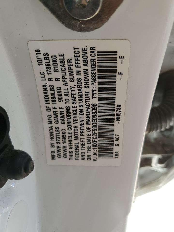 2016 Honda Civic Lx VIN: 19XFC2F59GE098396 Lot: 82196145