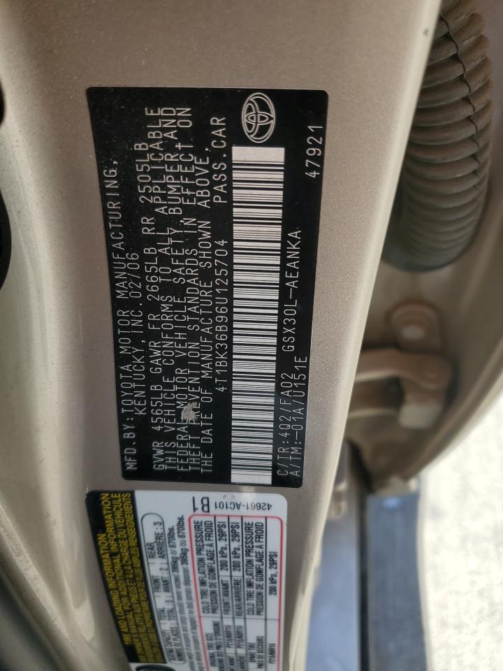 2006 Toyota Avalon Xl VIN: 4T1BK36B96U125704 Lot: 82574075