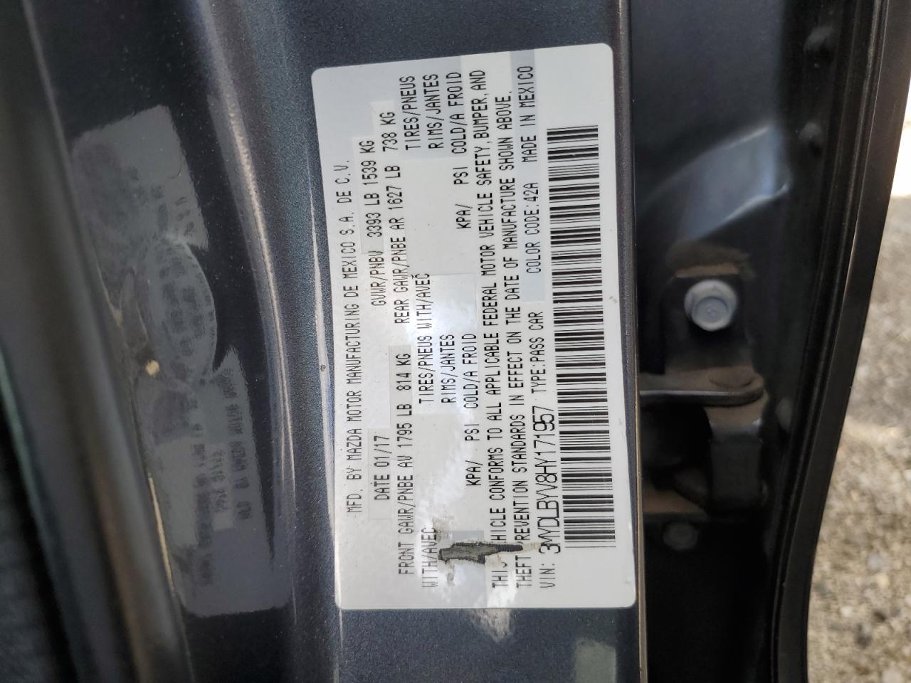 2017 Toyota Yaris Ia VIN: 3MYDLBYV8HY171957 Lot: 85261865