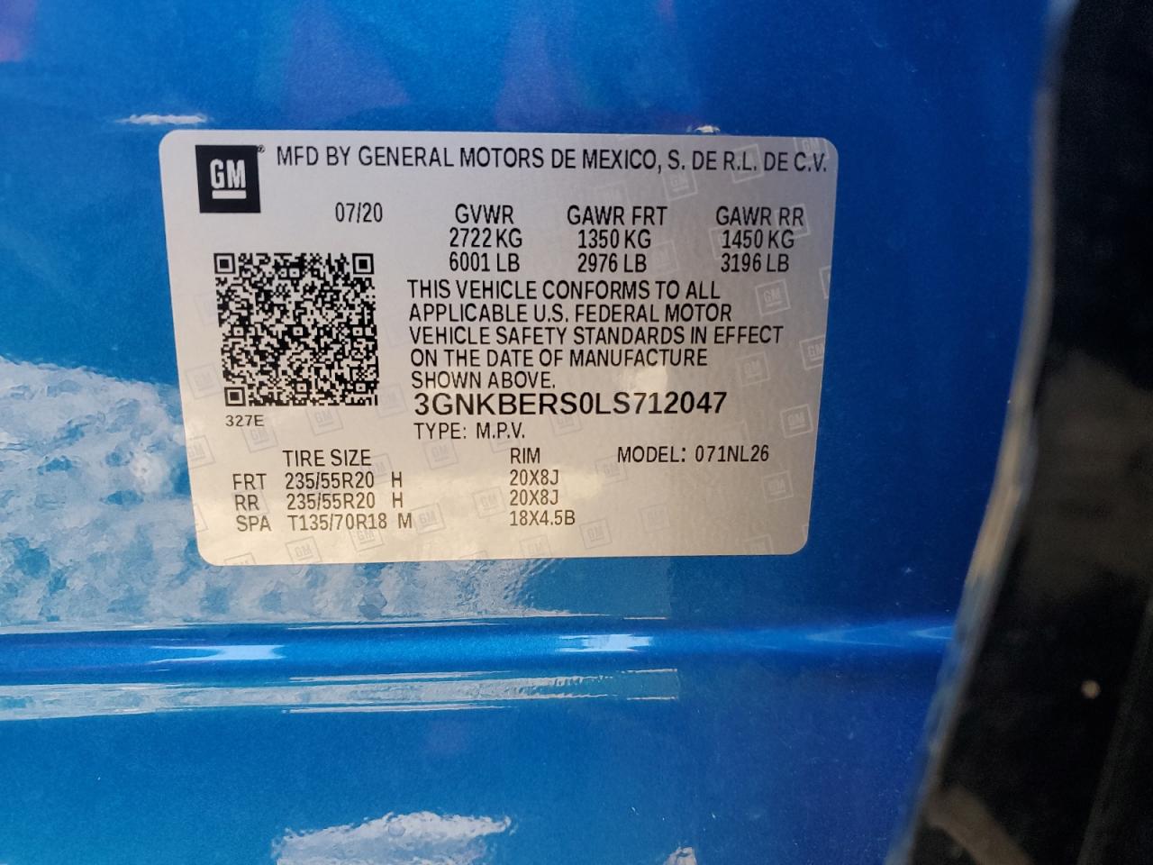 2020 Chevrolet Blazer Rs VIN: 3GNKBERS0LS712047 Lot: 84570705