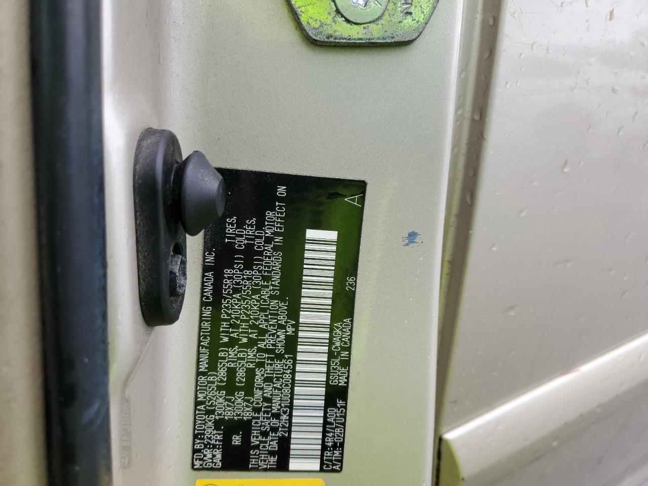 2008 Lexus Rx 350 VIN: 2T2HK31U08C084561 Lot: 85742565