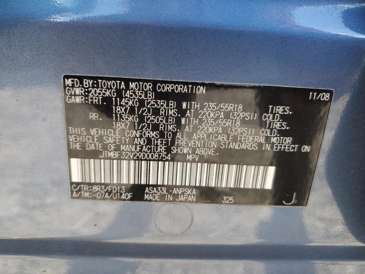 2009 Toyota Rav4 Sport VIN: JTMBF32V29D008754 Lot: 82745645