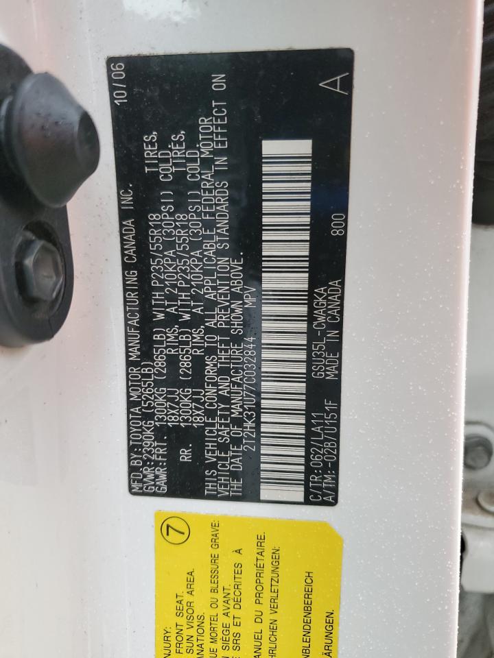 2007 Lexus Rx 350 VIN: 2T2HK31U77C032844 Lot: 86492285