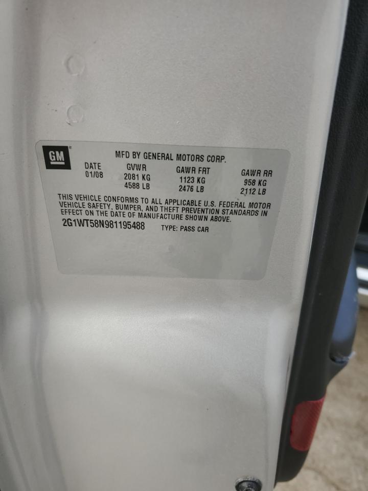 2008 Chevrolet Impala Lt VIN: 2G1WT58N981195488 Lot: 86475925