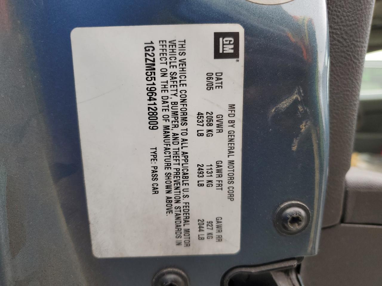 2006 Pontiac G6 Gtp VIN: 1G2ZM551964128009 Lot: 89496115