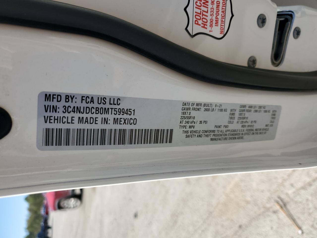 2021 Jeep Compass Limited VIN: 3C4NJDCB0MT599451 Lot: 81842135