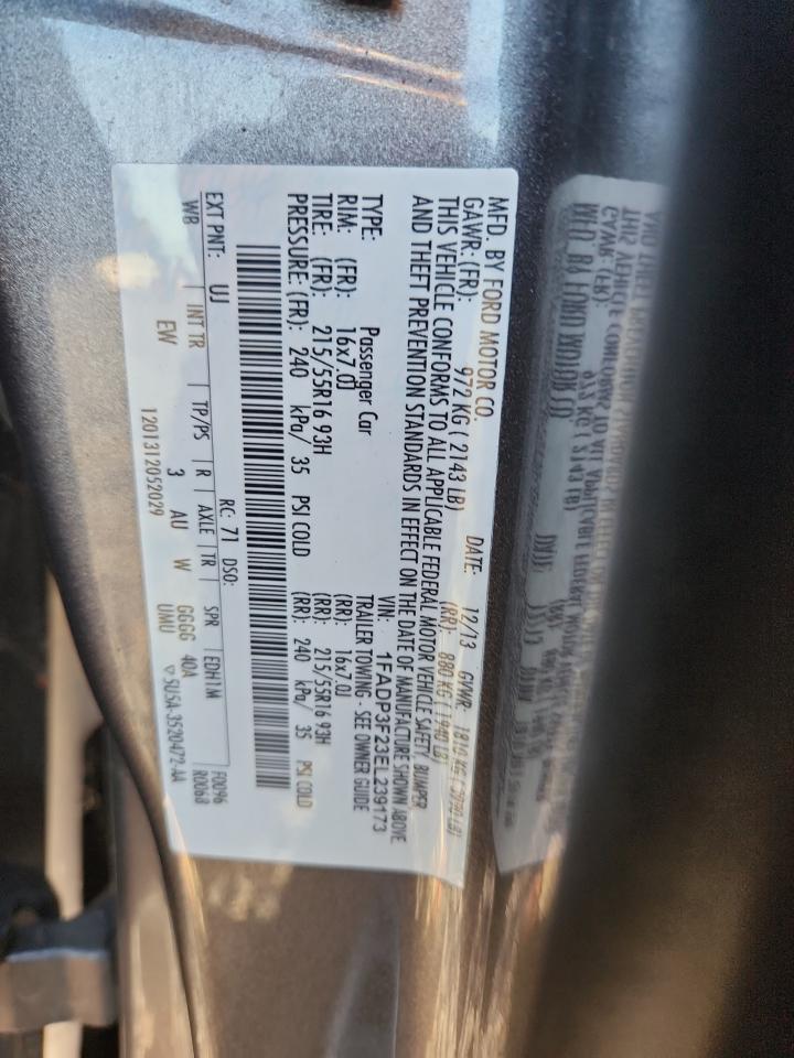 2014 Ford Focus Se VIN: 1FADP3F23EL239173 Lot: 85285905