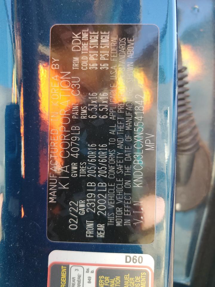 2022 Kia Niro Lx VIN: KNDCB3LCXN5541842 Lot: 89520385