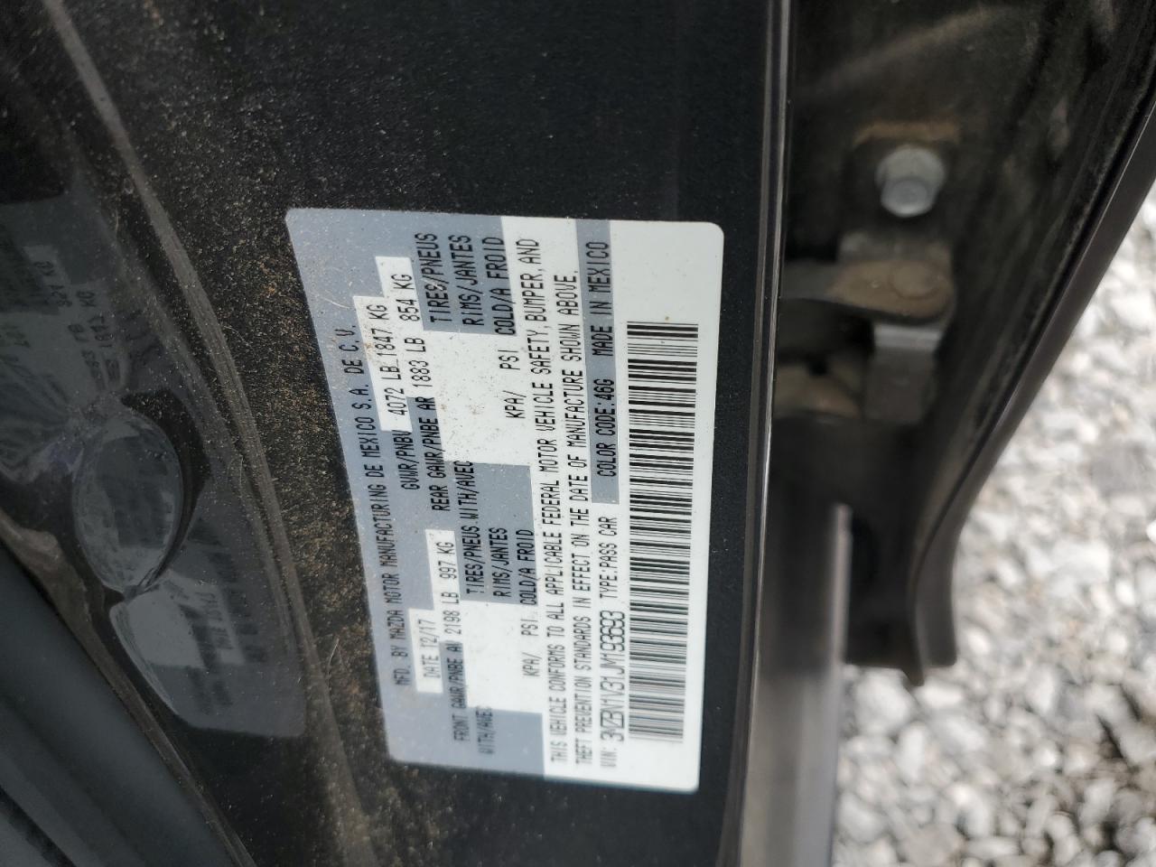 2018 Mazda 3 Touring VIN: 3MZBN1V31JM193693 Lot: 89460335