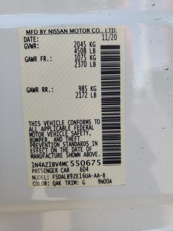 2021 Nissan Leaf S VIN: 1N4AZ1BV4MC550675 Lot: 86189005