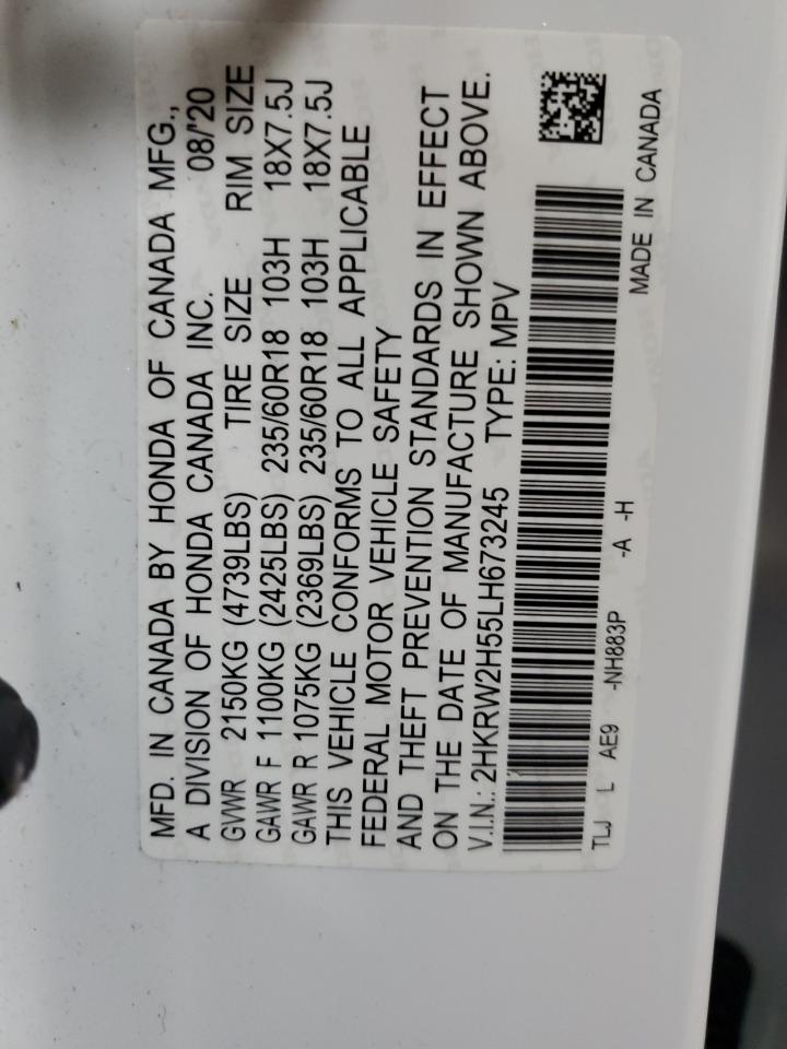 2020 Honda Cr-V Ex VIN: 2HKRW2H55LH673245 Lot: 85819225