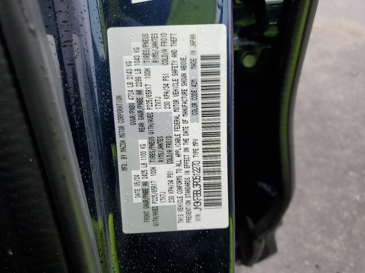 2024 Mazda Cx-5 Select VIN: JM3KFBBL3R0512270 Lot: 85563775