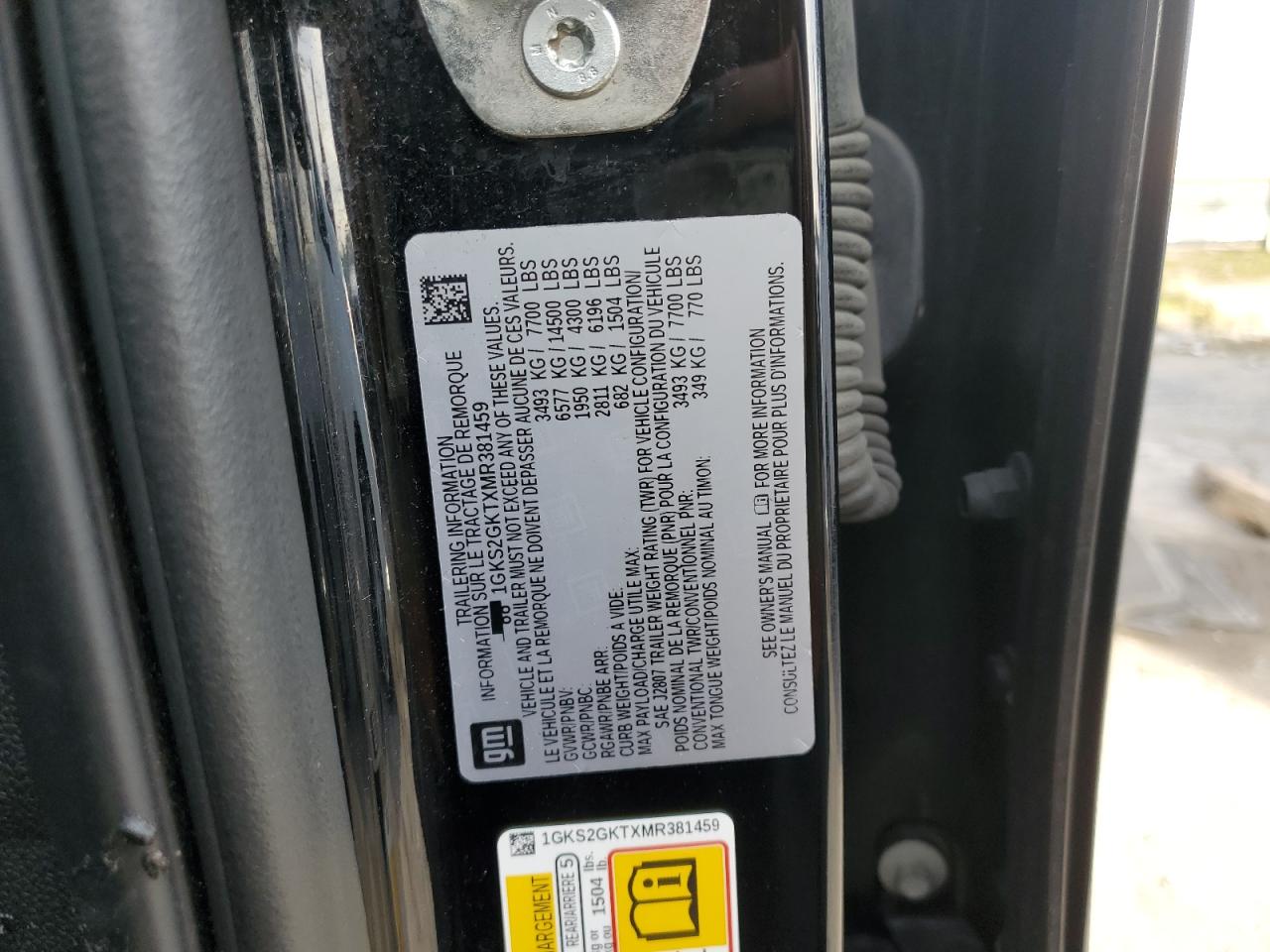 2021 GMC Yukon Xl K1500 Slt VIN: 1GKS2GKTXMR381459 Lot: 82650865