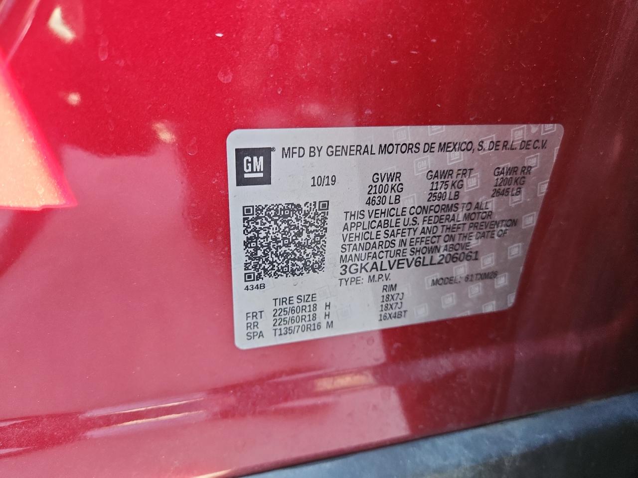 2020 GMC Terrain Slt VIN: 3GKALVEV6LL206061 Lot: 82393985