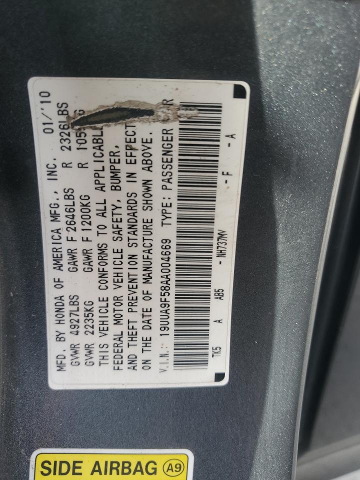 2010 Acura Tl VIN: 19UUA9F58AA004669 Lot: 85782315