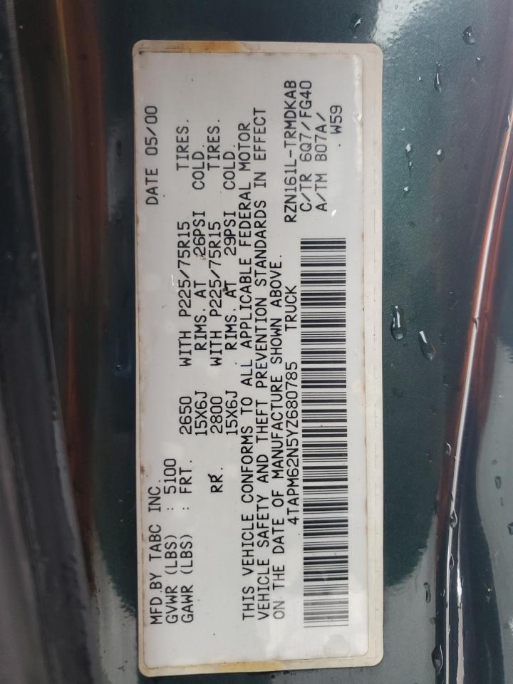 2000 Toyota Tacoma VIN: 4TAPM62N5YZ680785 Lot: 90937985