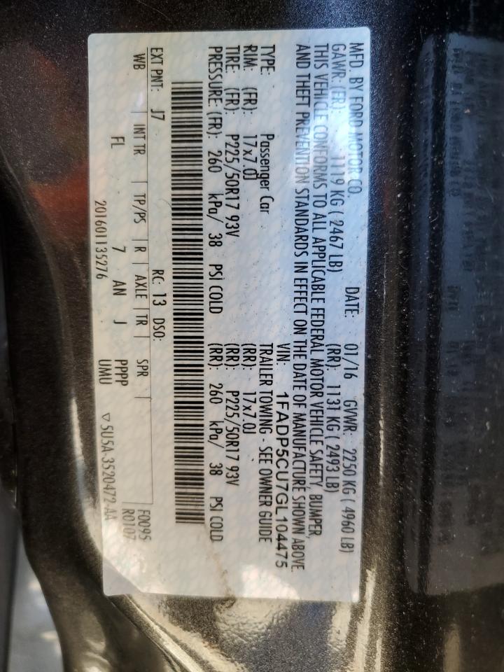 2016 Ford C-Max Premium Sel VIN: 1FADP5CU7GL104475 Lot: 84420295