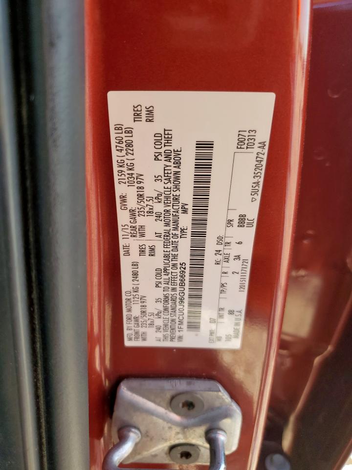 2016 Ford Escape Titanium VIN: 1FMCU0J96GUB66925 Lot: 85875235