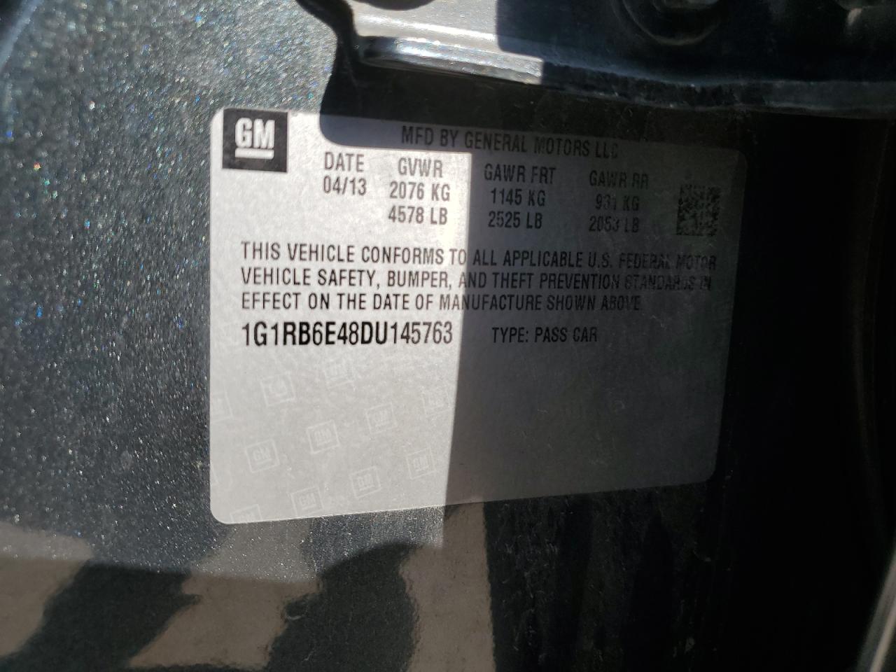 2013 Chevrolet Volt VIN: 1G1RB6E48DU145763 Lot: 81894485