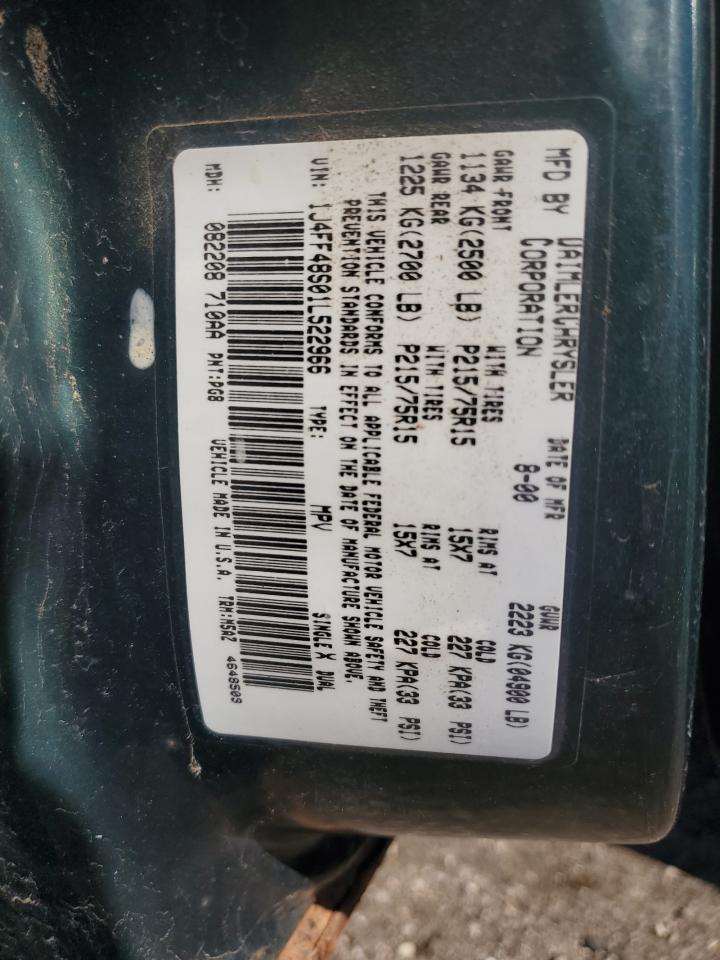 2001 Jeep Cherokee Sport VIN: 1J4FF48S01L522966 Lot: 85549165