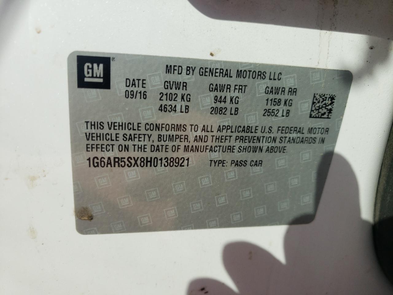 2017 Cadillac Cts Luxury VIN: 1G6AR5SX8H0138921 Lot: 86546375