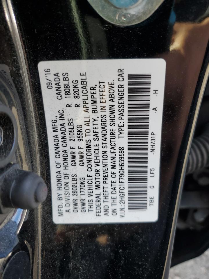 2016 Honda Civic Exl VIN: 2HGFC1F79GH659598 Lot: 85391305