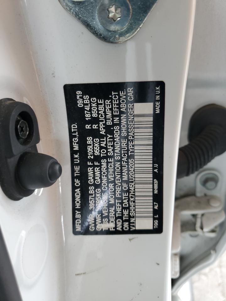 2020 Honda Civic Sport VIN: SHHFK7H45LU204205 Lot: 84594745