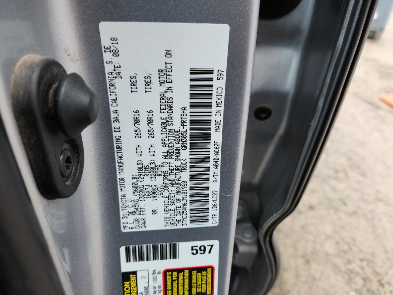 2018 Toyota Tacoma Double Cab VIN: 3TMCZ5AN6JM181968 Lot: 84997325