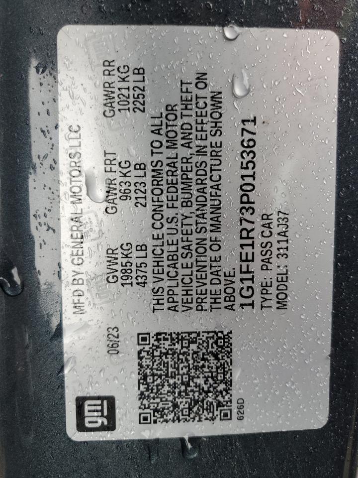 2023 Chevrolet Camaro Lt1 VIN: 1G1FE1R73P0153671 Lot: 82413845