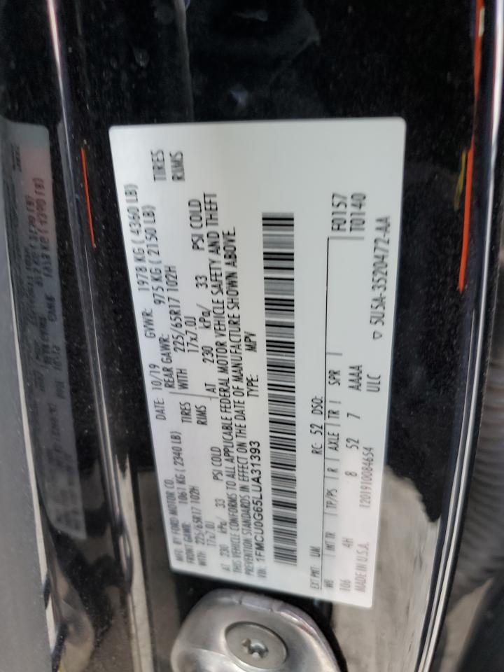 2020 Ford Escape Se VIN: 1FMCU0G65LUA31393 Lot: 82592285