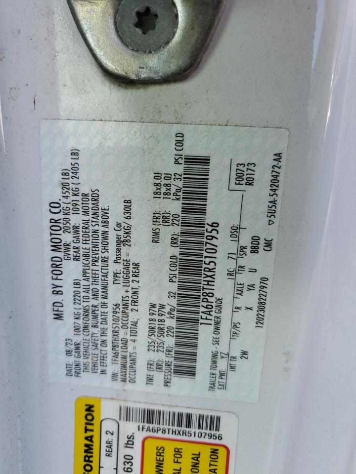 2024 Ford Mustang VIN: 1FA6P8THXR5107956 Lot: 82211305