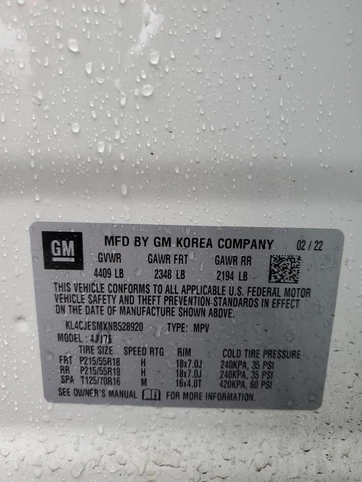 2022 Buick Encore Preferred VIN: KL4CJESMXNB528920 Lot: 86339595