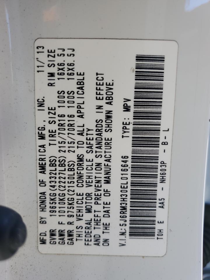 2014 Honda Cr-V Lx VIN: 5J6RM3H30EL016646 Lot: 85290355