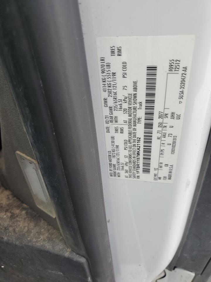 2021 Ford Transit T-250 VIN: 1FTBR1Y87MKA21162 Lot: 85136565