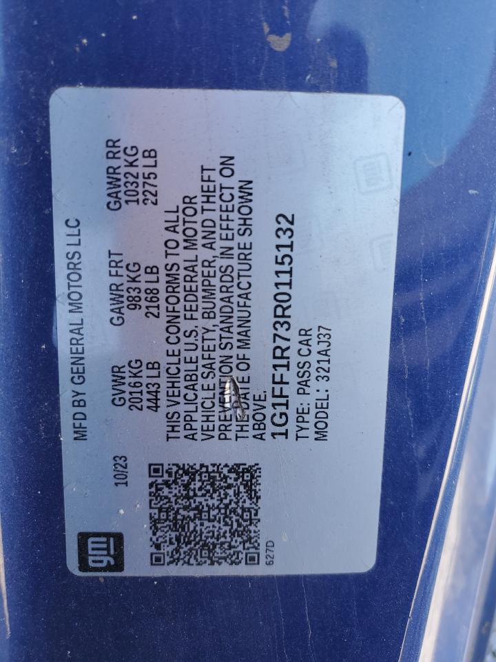 2024 Chevrolet Camaro Lt1 VIN: 1G1FF1R73R0115132 Lot: 82200325