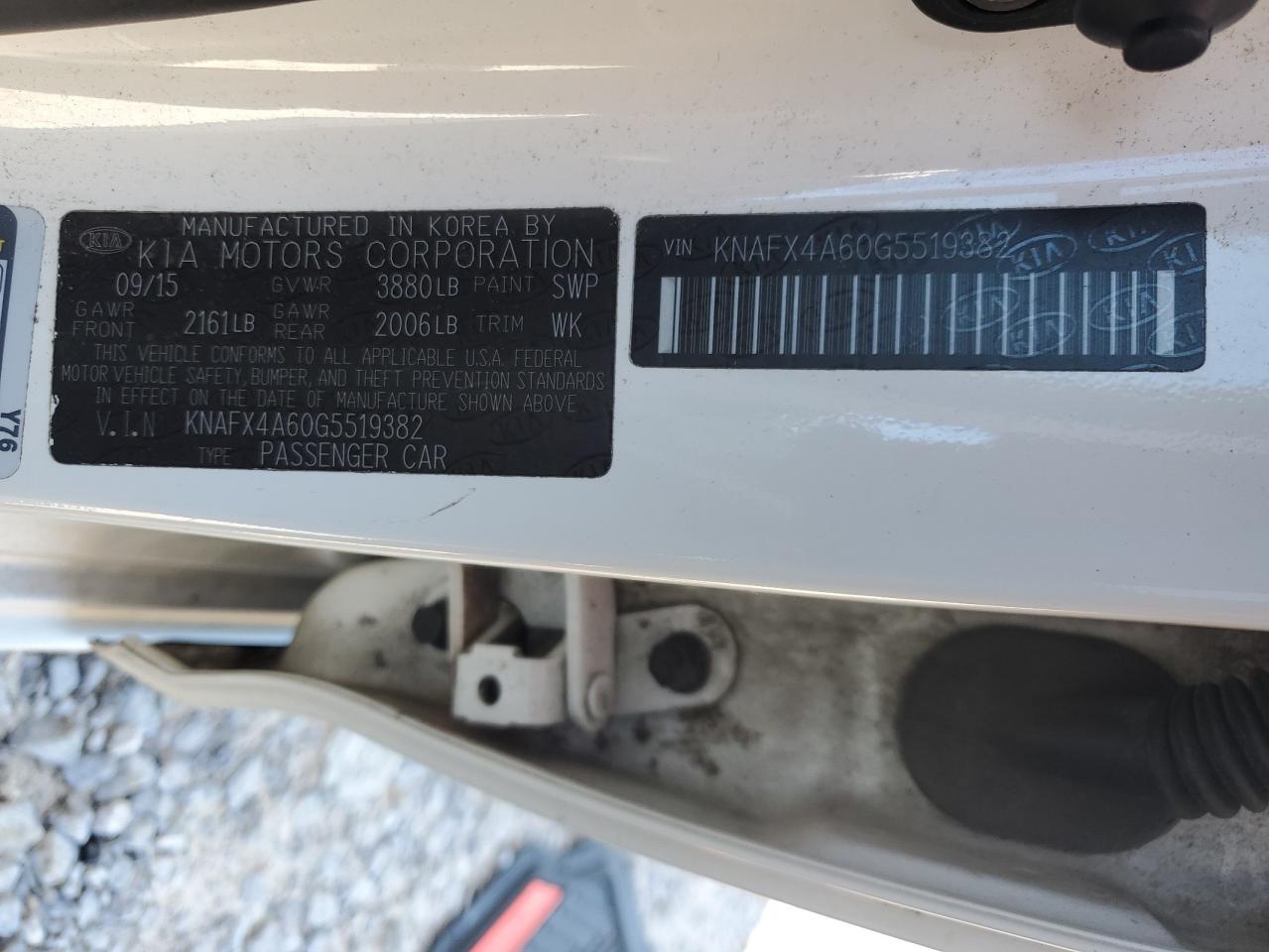 2016 Kia Forte Lx VIN: KNAFX4A60G5519382 Lot: 86232415