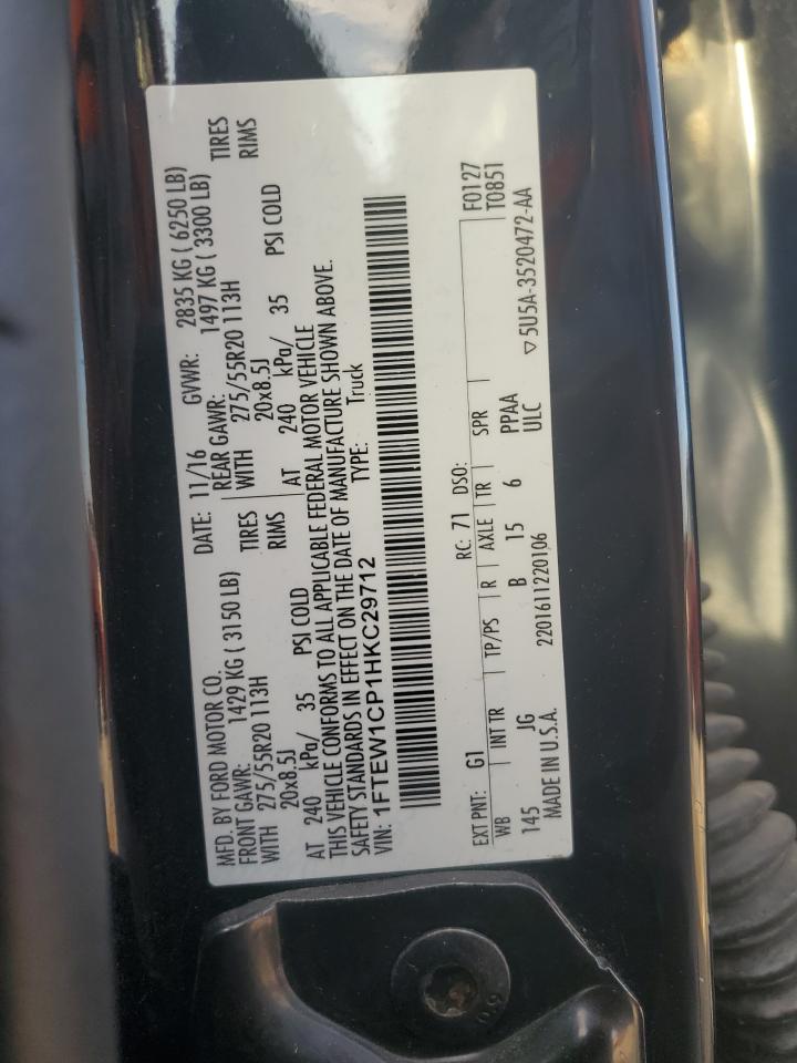 2017 Ford F150 Supercrew VIN: 1FTEW1CP1HKC29712 Lot: 82470735