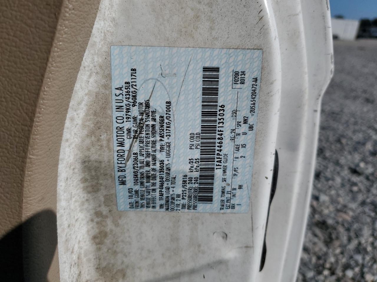 2004 Ford Mustang VIN: 1FAFP44684F135036 Lot: 84864725