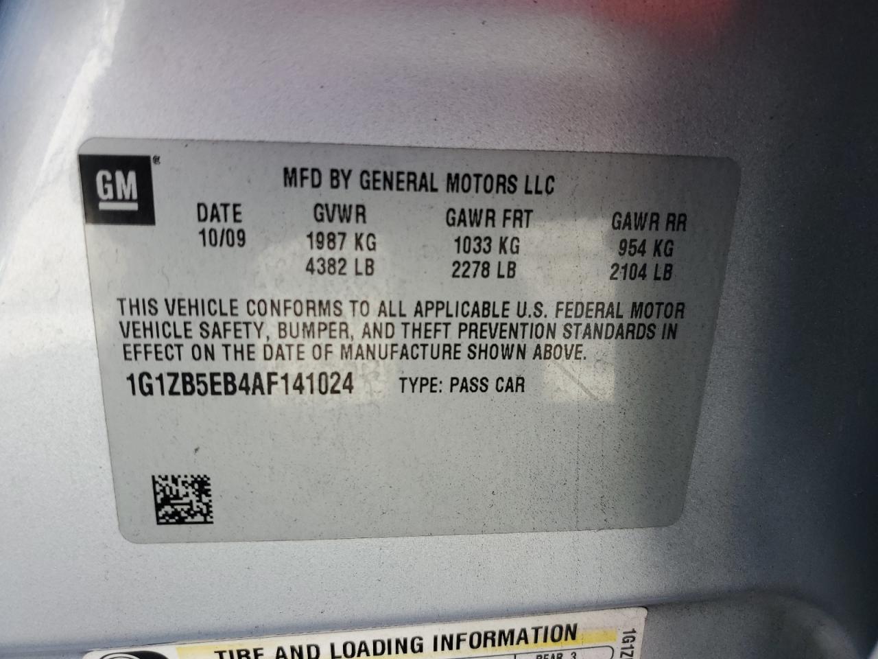 2010 Chevrolet Malibu Ls VIN: 1G1ZB5EB4AF141024 Lot: 84637275