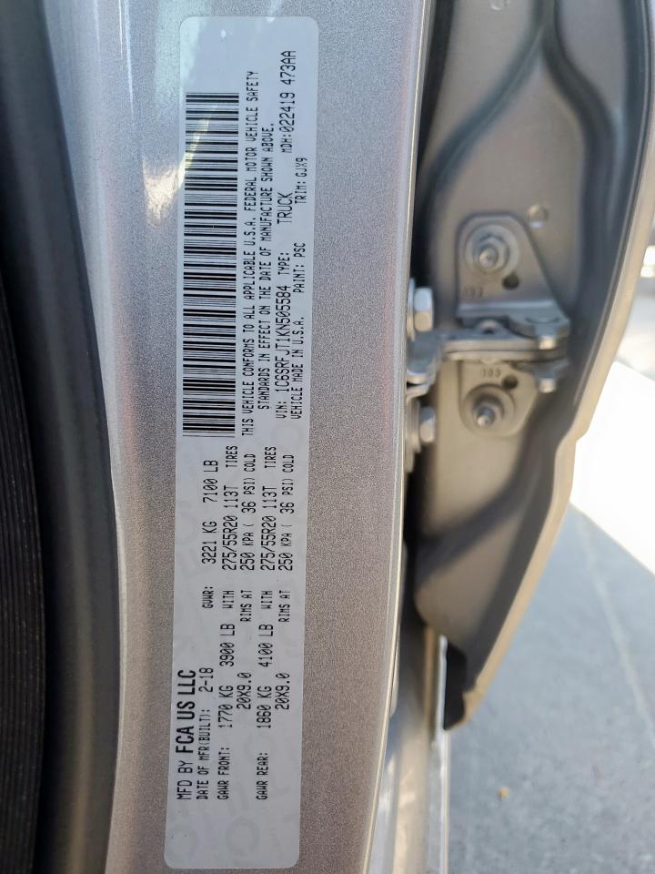 2019 Ram 1500 Laramie VIN: 1C6SRFJT1KN505584 Lot: 85917445