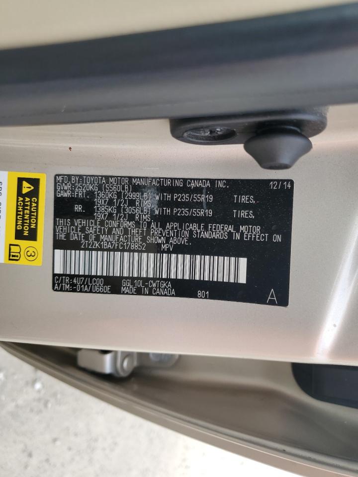 2015 Lexus Rx 350 VIN: 2T2ZK1BA7FC178852 Lot: 84878195