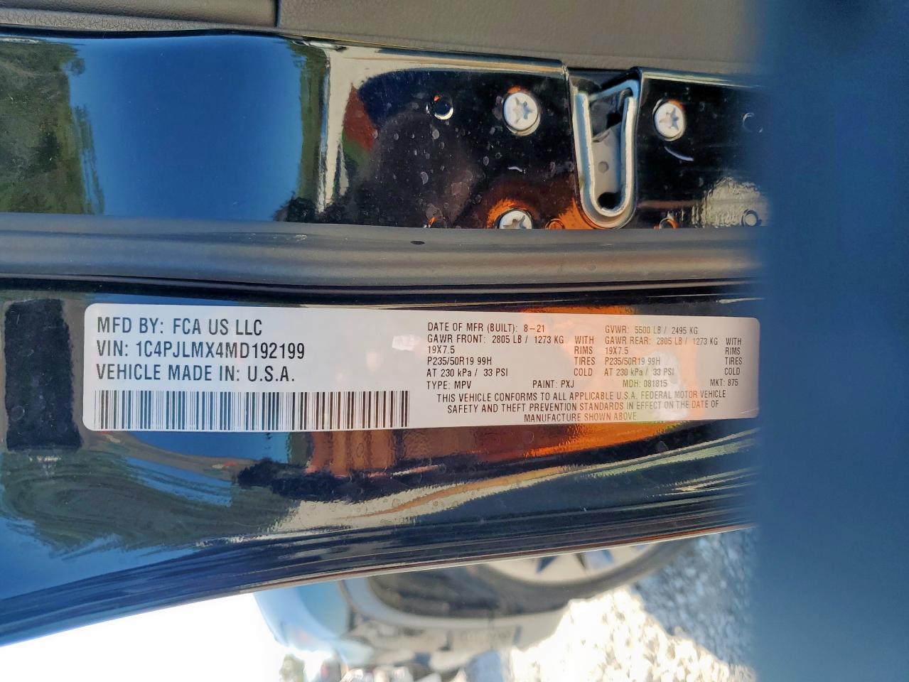 2021 Jeep Cherokee Latitude Lux VIN: 1C4PJLMX4MD192199 Lot: 90848655