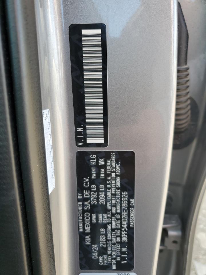 2024 Kia Forte Gt Line VIN: 3KPF54AD2RE786926 Lot: 82687935