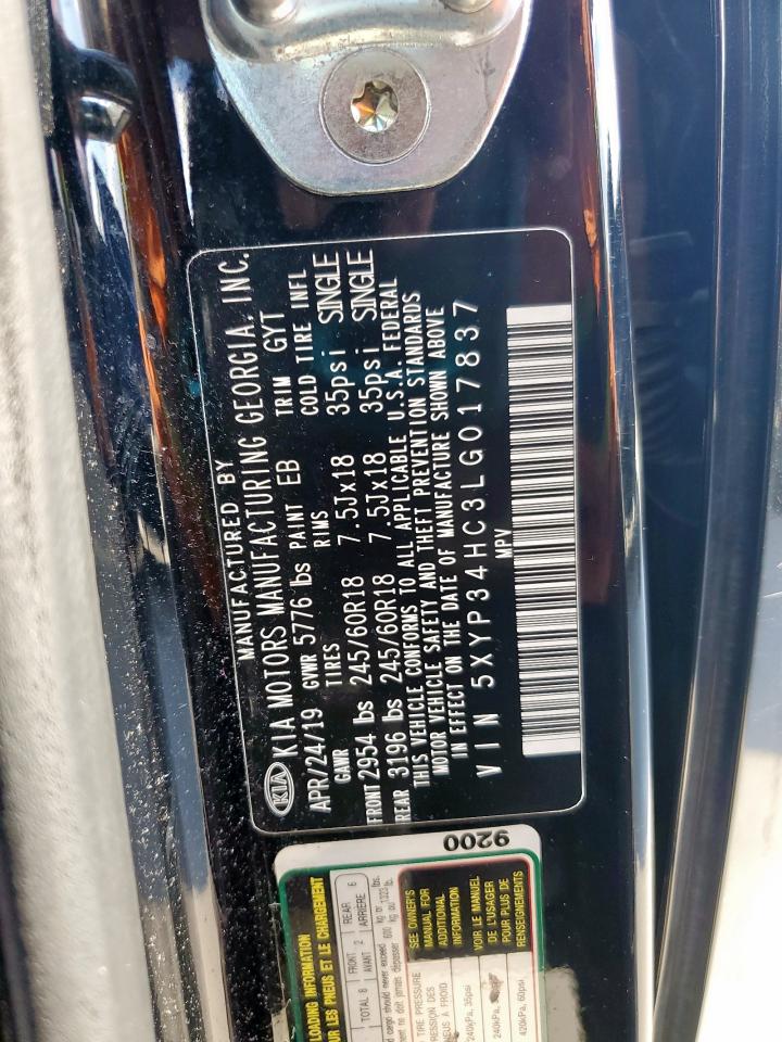 2020 Kia Telluride Ex VIN: 5XYP34HC3LG017837 Lot: 84627445