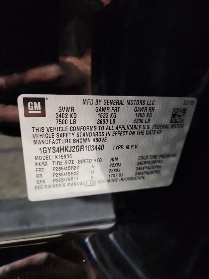 2016 Cadillac Escalade Esv Luxury VIN: 1GYS4HKJ2GR103440 Lot: 87013305