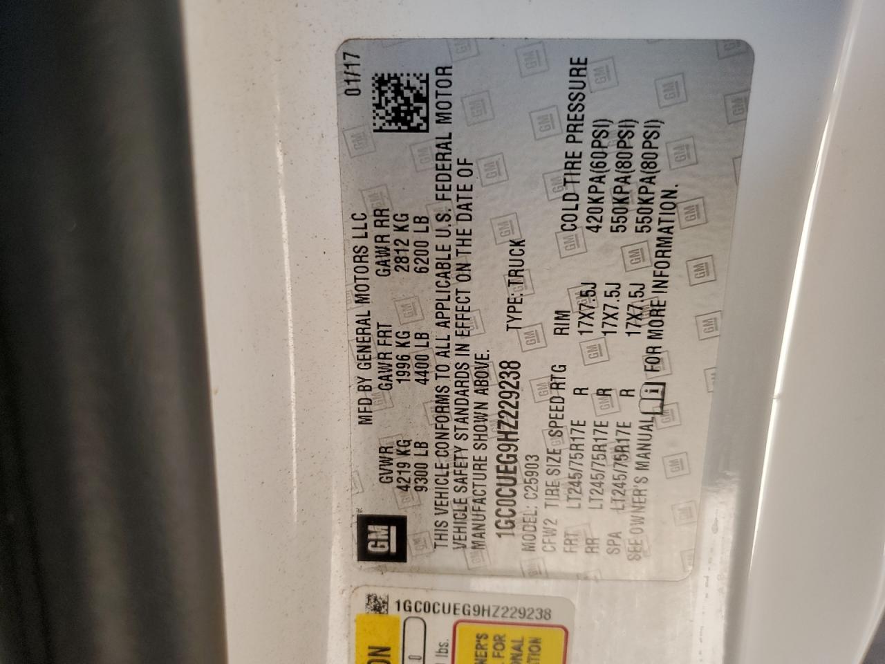 2017 Chevrolet Silverado C2500 Heavy Duty VIN: 1GC0CUEG9HZ229238 Lot: 90092845