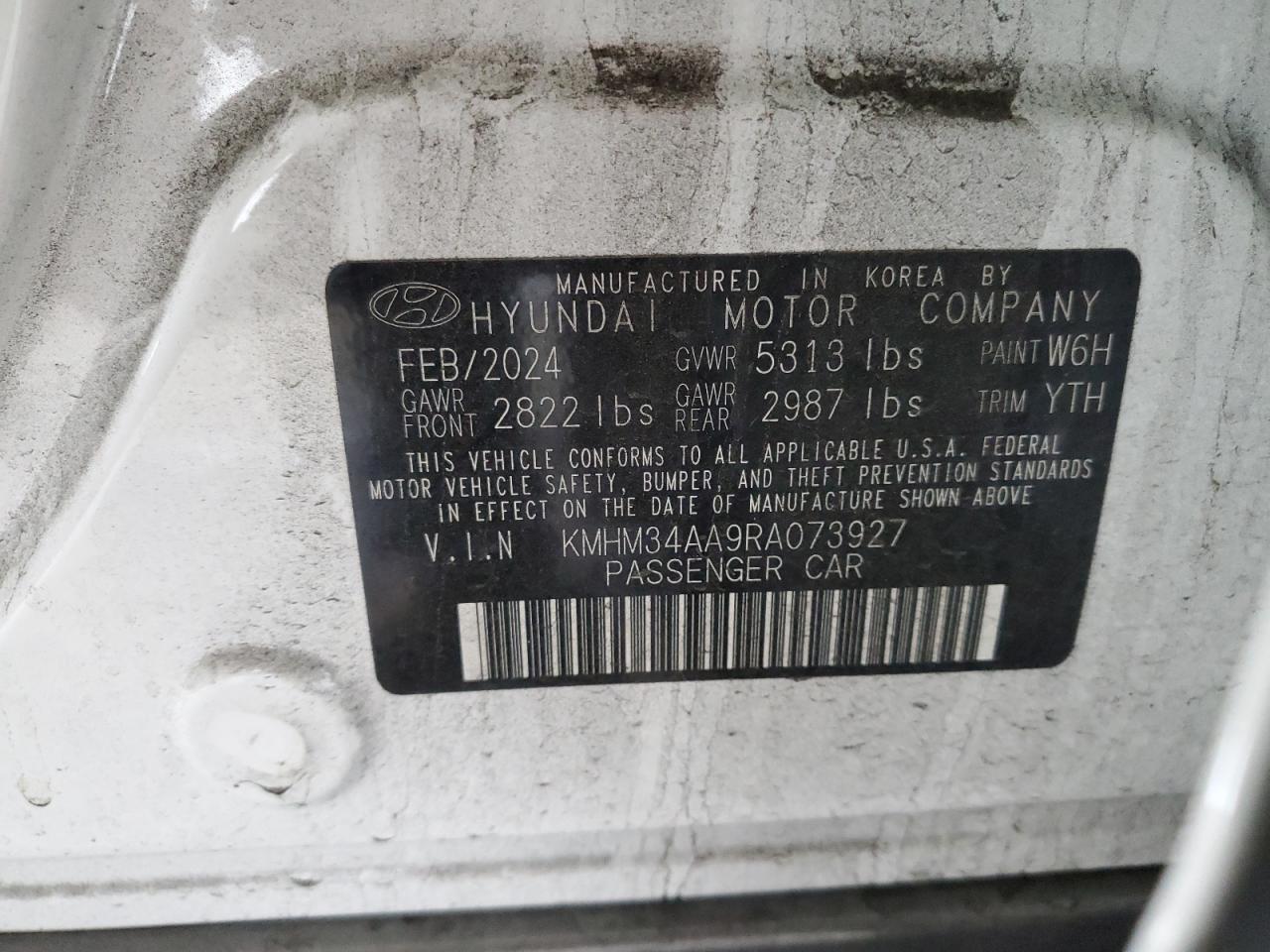 2024 Hyundai Ioniq 6 Sel VIN: KMHM34AA9RA073927 Lot: 81954675