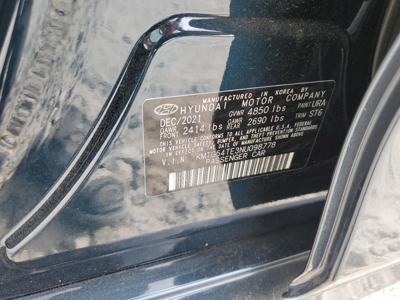 2022 Genesis G70 Base VIN: KMTG54TE3NU098778 Lot: 85289925