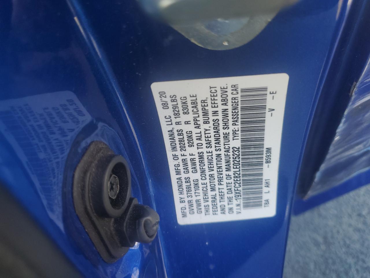 2020 Honda Civic Sport VIN: 19XFC2E82LE025232 Lot: 82245825