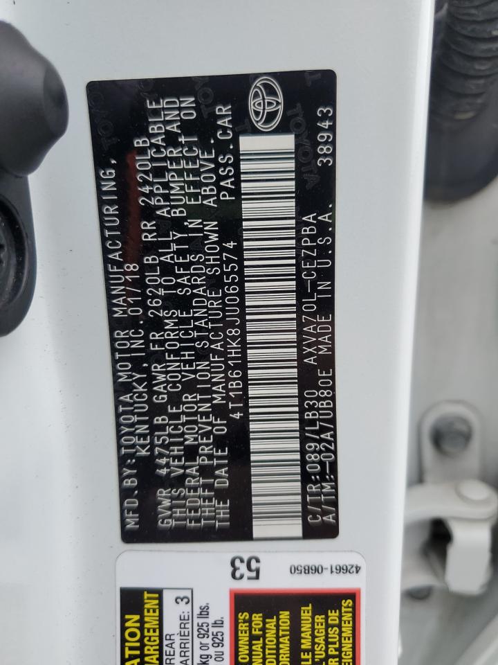 2018 Toyota Camry Xse VIN: 4T1B61HK8JU065574 Lot: 85514195